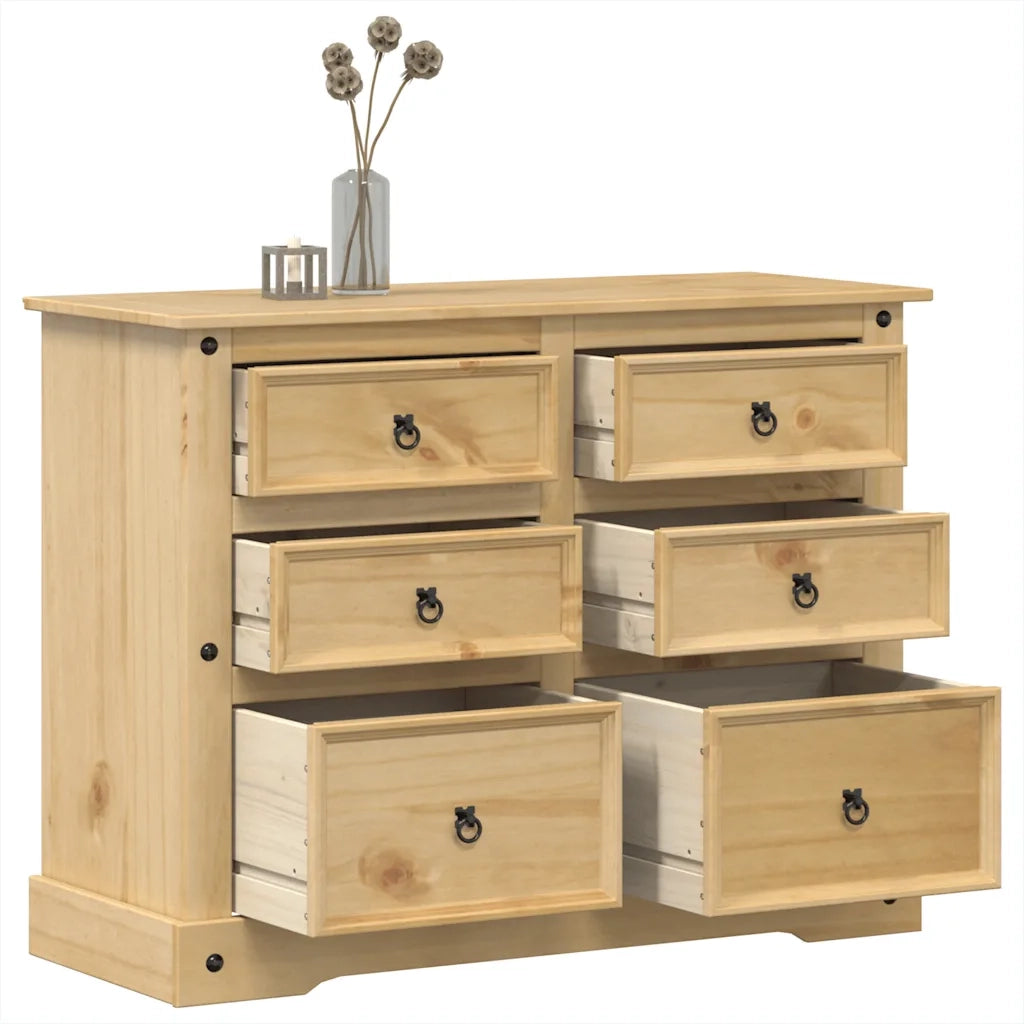Cassettiera Corona 112x48x91 cm in Legno Massello di Pino