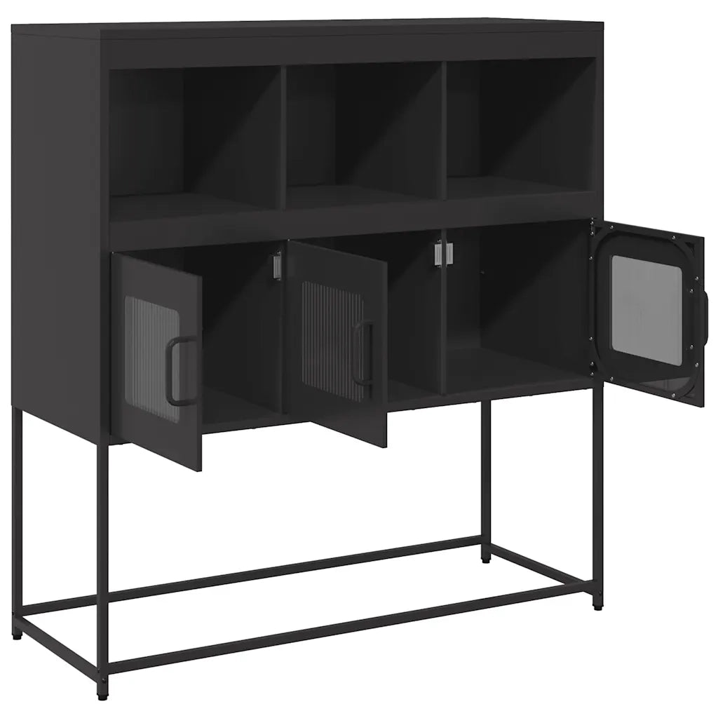 vidaXL Credenza Nera 100,5x39x107 cm in Acciaio Laminato a Freddo