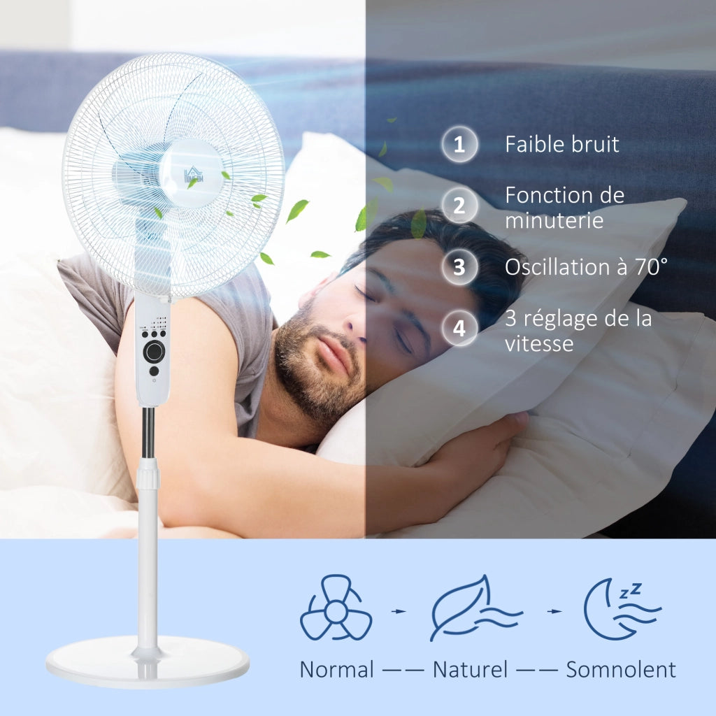 Ventilatore a piantana 45W ¨C zephmum ¨C regolabile 110-124cm, telecomando, 3 velocit¨¤, oscillazione, timer