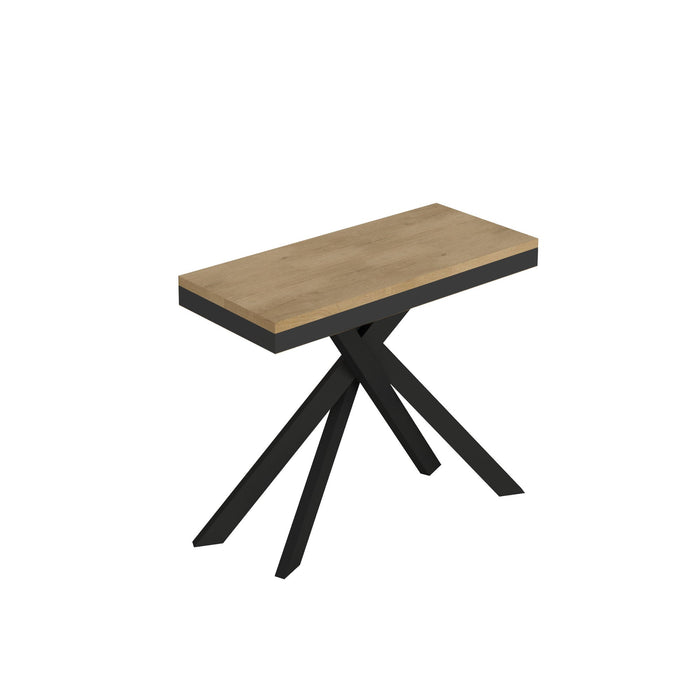 Consolle Allungabile 90-300x40x77 cm Saki Evolution Quercia Natura Gambe Antracite