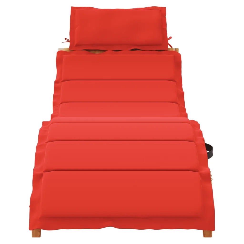 Lettino prendisole Legno di Acacia Massello Rosso 367637