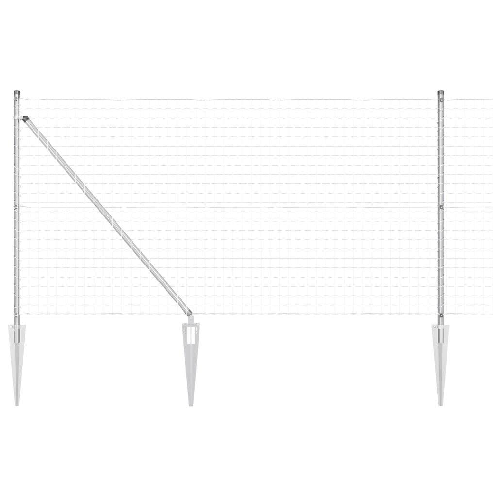 Recinzione Euro con 7 Pali a Punta 1x10 m in Acciaio Galvanizzato
