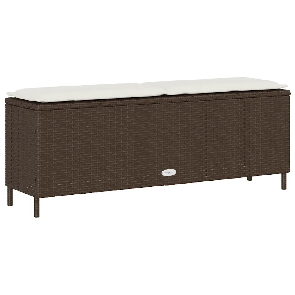 Panchina da Giardino | Panca da Giardino con Cuscino Marrone 110x30x40,5 cm Polyrattan