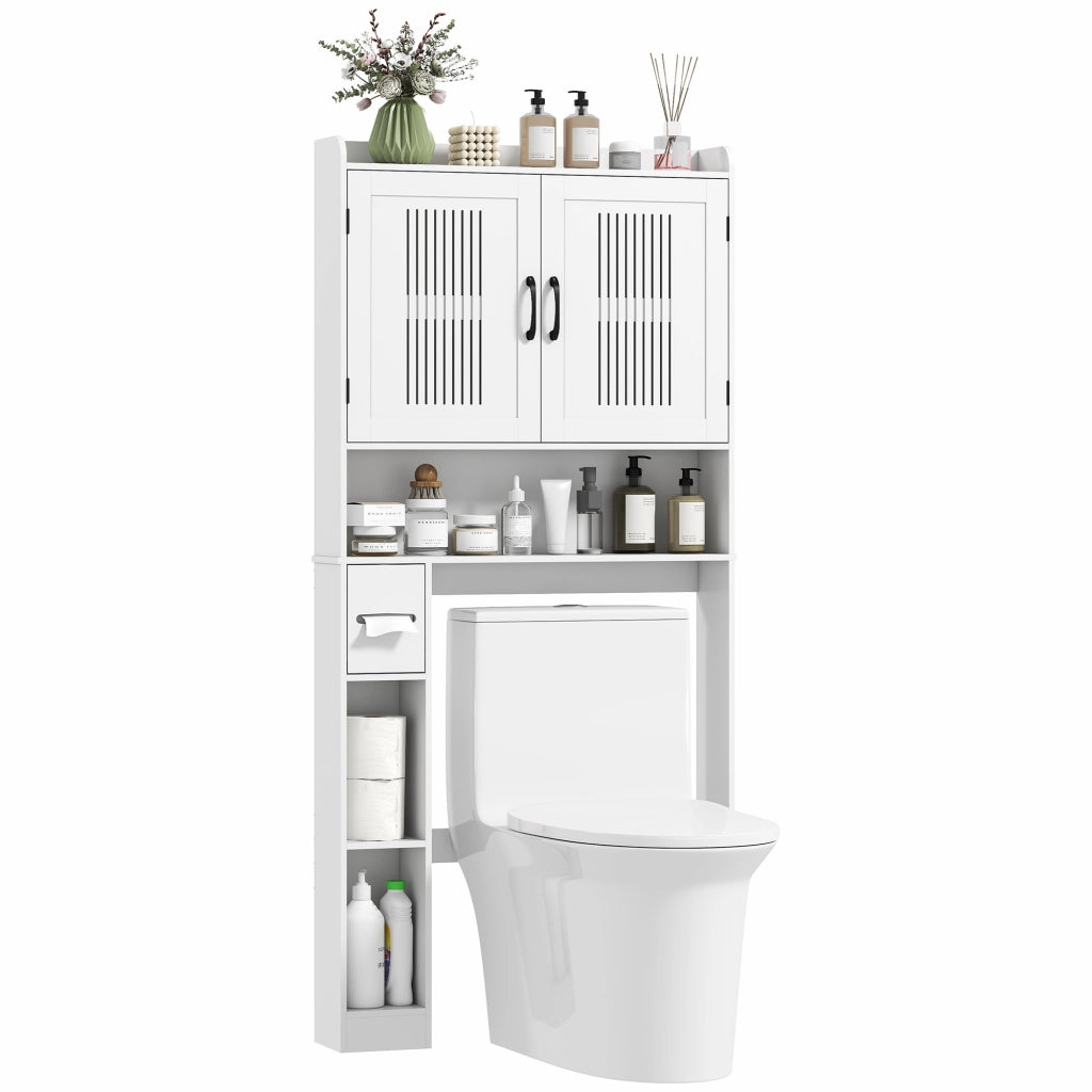 Mobiletto Sospeso per Bagno con 2 Ante e Ripiano Regolabile ¨C Zephmum ¨C Bianco 60x30x30