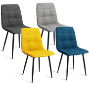 IDMarket - Set di 4 sedie MILA in velluto misto blu, grigio chiaro, grigio scuro, giallo