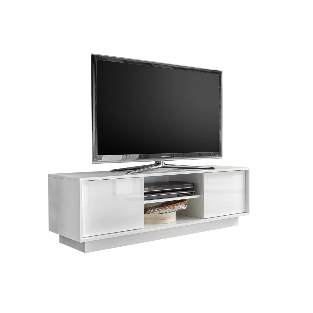Mobile porta Tv 2 ante e vano a giorno Ice 139x43x44H colore bianco lucido
