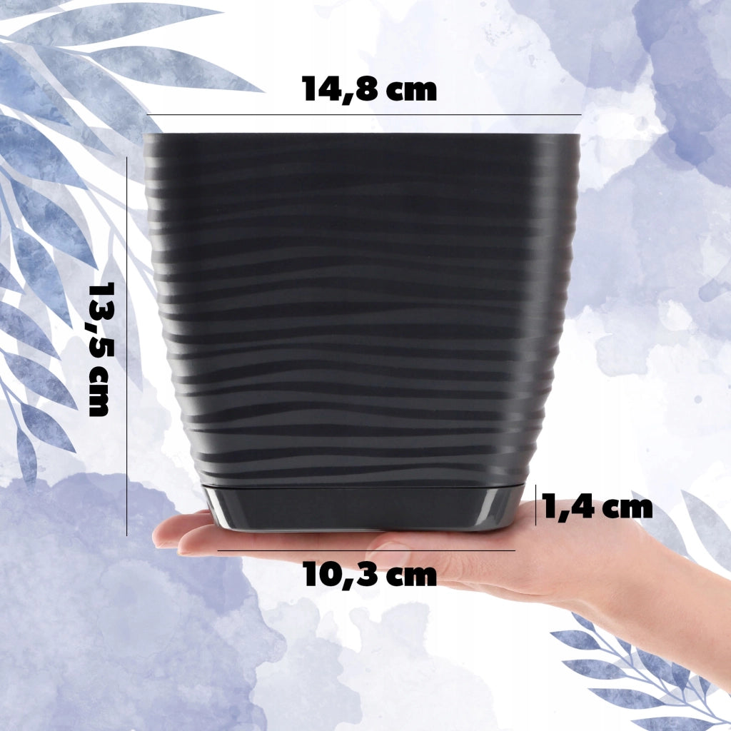 Vaso da fiori KADAX quadrato da 12 cm con coperchio in plastica color antracite