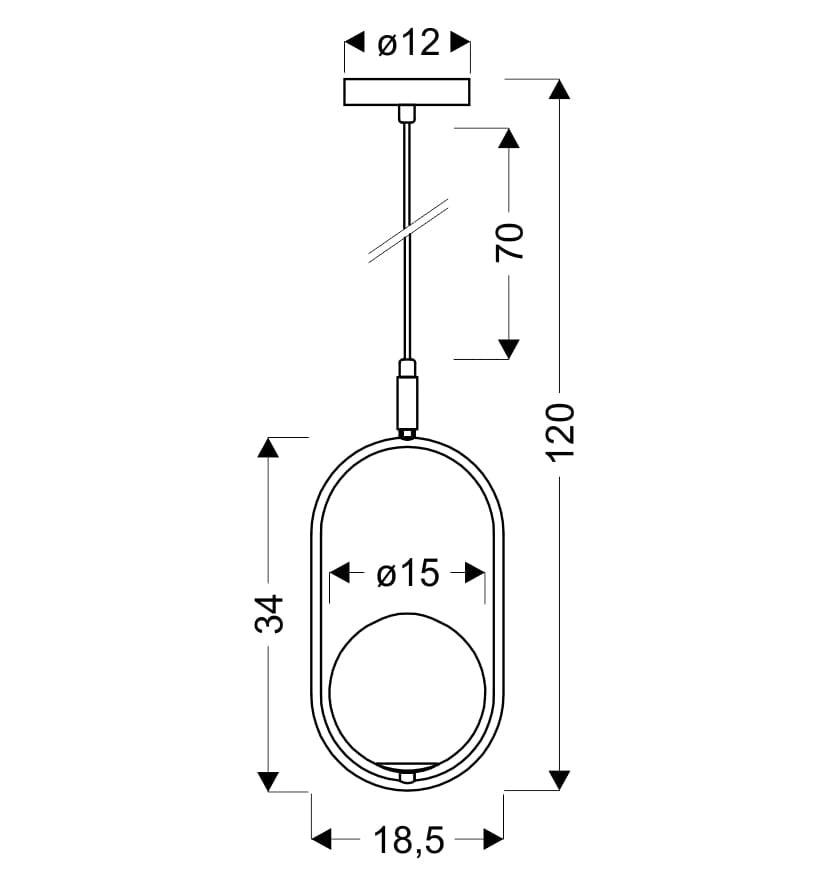 Lampada a sospensione Cordel 1 Candellux ottone G9