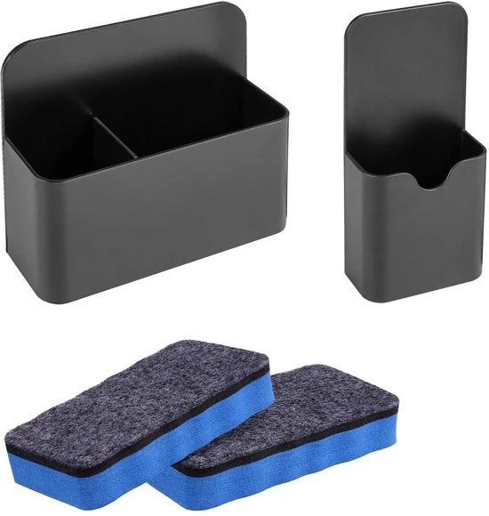 Penna magnetica, 2-pack, con due whiteboard piume, penne magnetiche, accessori per scuola, ufficio, lavagna bianca, frigorifero, cassetto (nero)