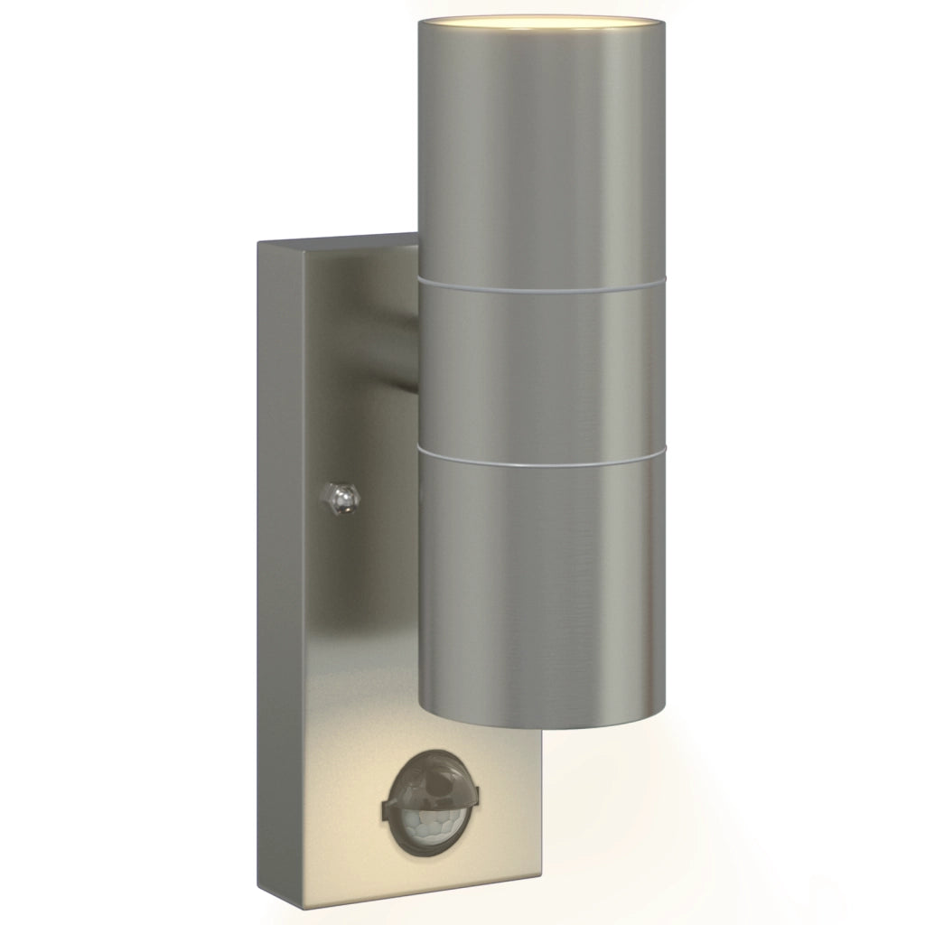 Lampade da Parete da Esterno con Sensore 2 pcs Argento Acciaio Inossidabile IP44