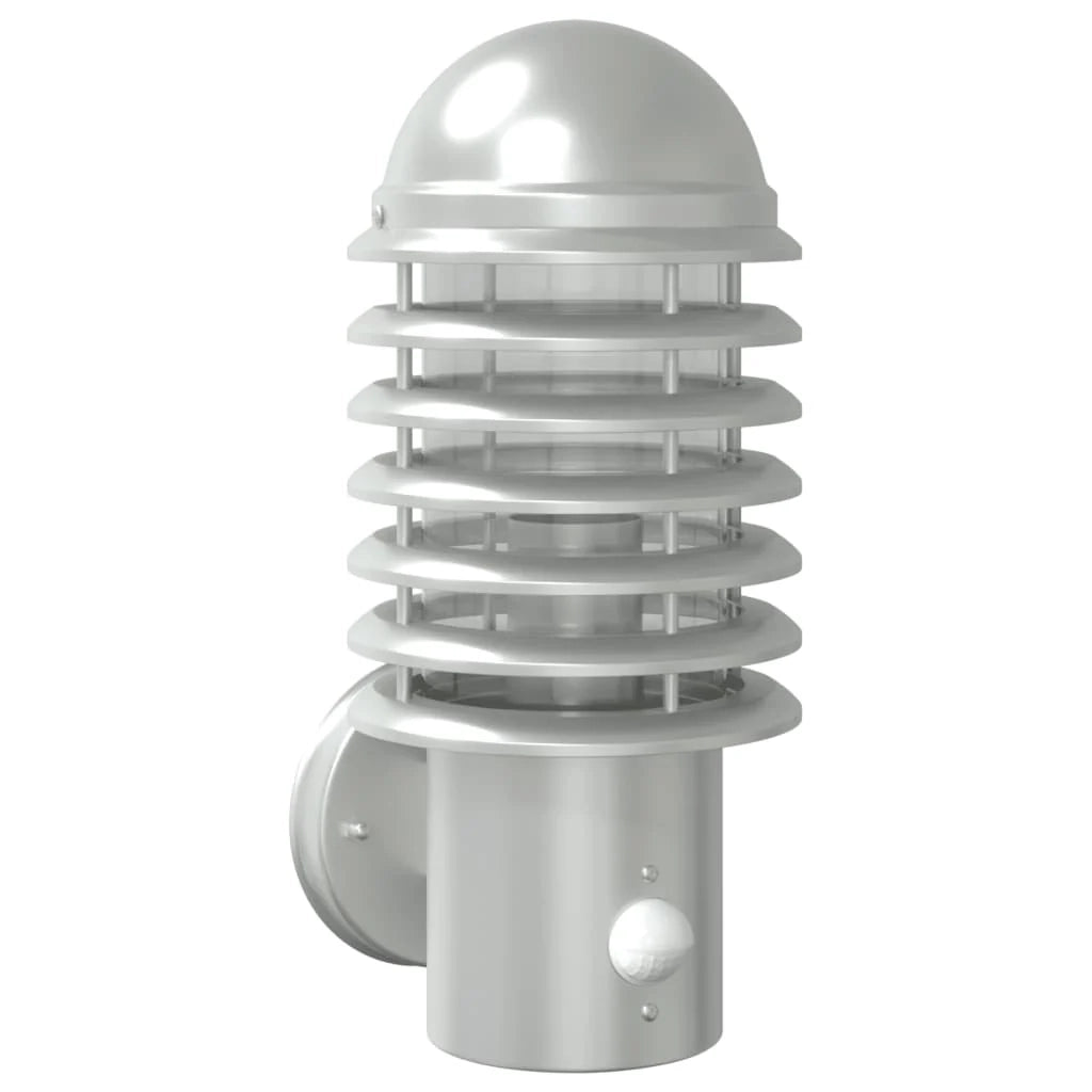Applique da esterno con sensore di movimento 15 x 15 x 33,5 cm moderna illuminazione di sicurezza in acciaio inox argento 02_0056569