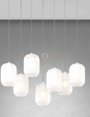 SOSPENSIONE CROMO 7 LUCI RETTANGOLARE VETRI BIANCO FOG 1181CR-S7 R-BF