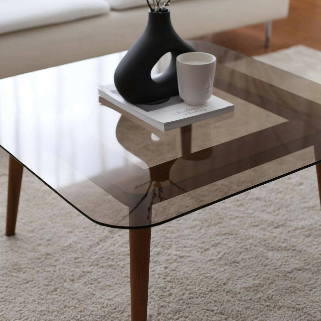 Mezzagno, Tavolino da Salotto Effetto Fume, 80x80x40h cm Marrone Bronzo