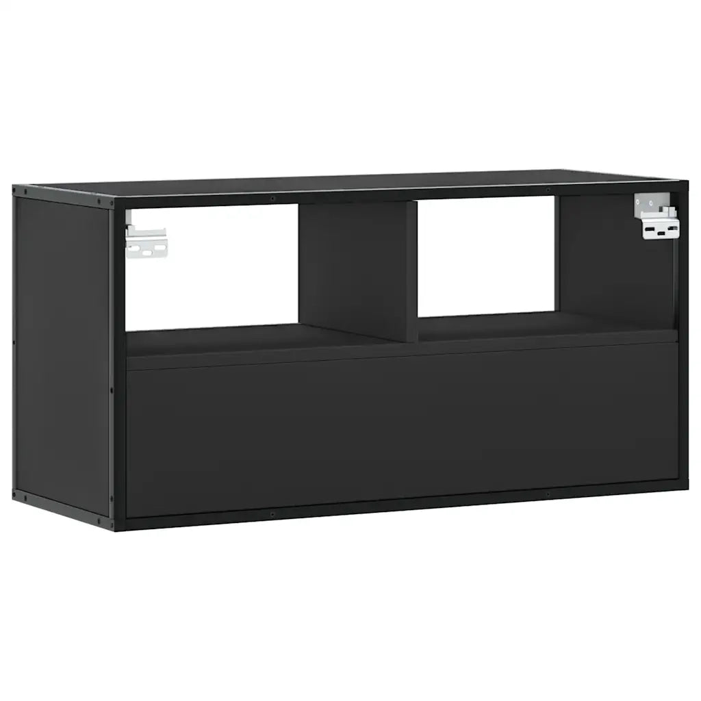Mobile TV Nero 80x31x39,5 cm in Truciolato e Metallo