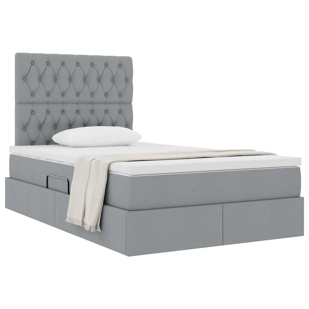 Letto con contenitore e materasso Grigio chiaro 120 x 190 cm