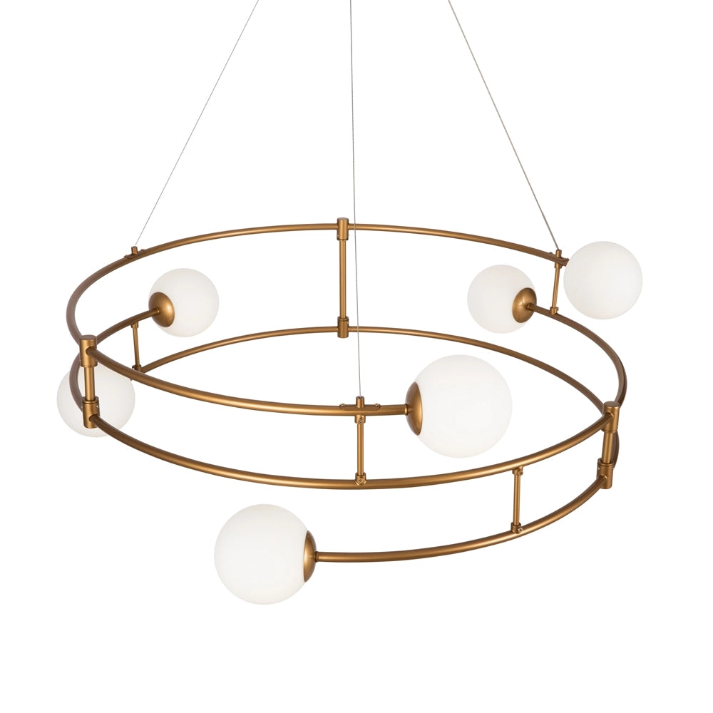 Lampadario Maytoni Balance 6 luci ottone sfere bianche