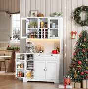 Credenza cucina 180x105x40 cm bianca in MDF, LED e presa integrata