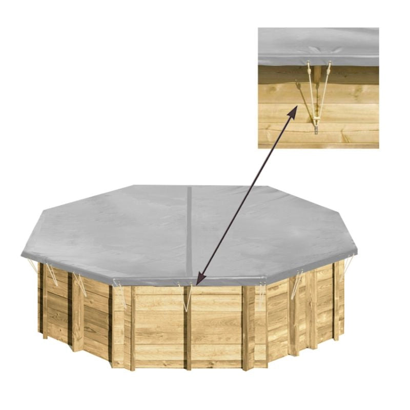 Copertura Invernale In Pvc 580 Gr/m² Per Piscine Bwt My Pool Odyssea, Tropic E Weva Ottagonali- 4,23 X 4,23 M