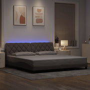 Giroletto con LED senza Materasso Tortora 200x200 cm in Tessuto 3310696