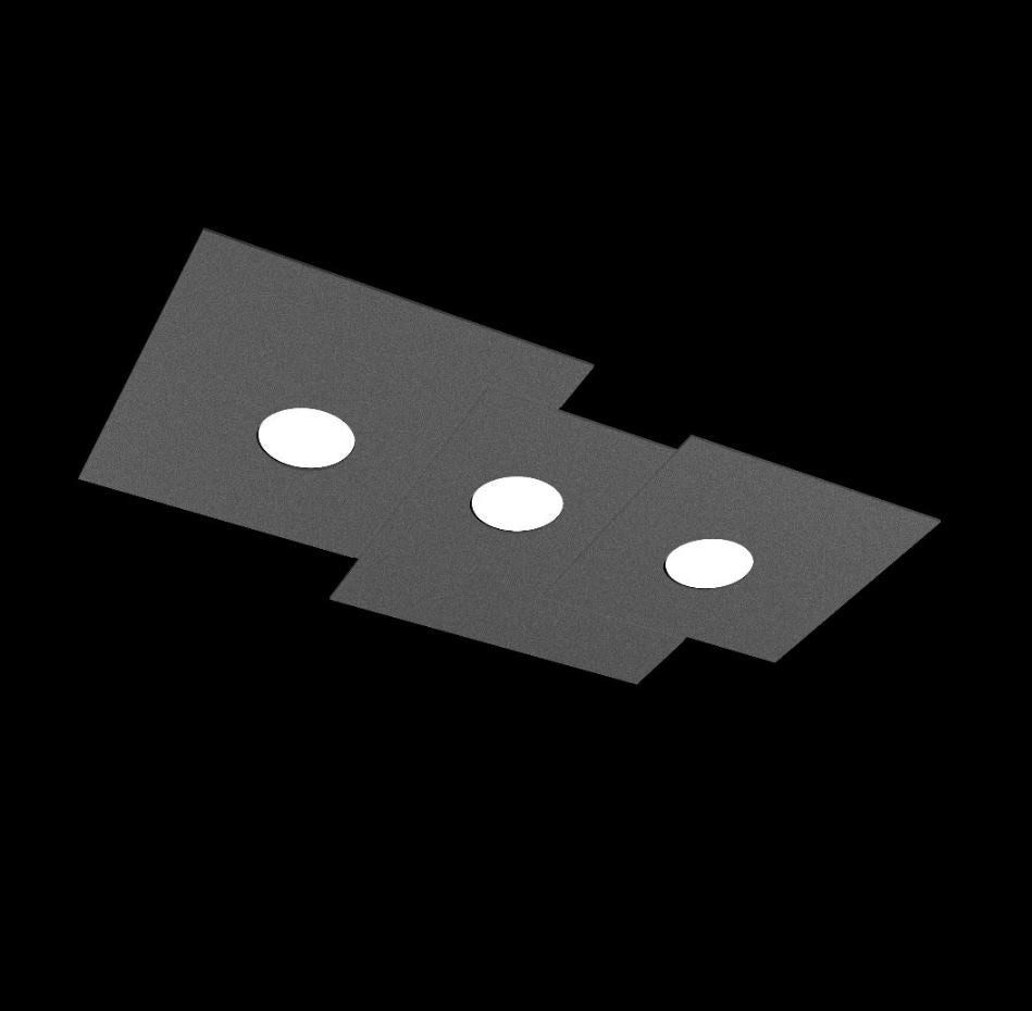 Toplight Plafoniera da soffitto rettangolare 3 luci Plate con attacco GX53, struttura colore antracite, design moderno 65x37x3cm