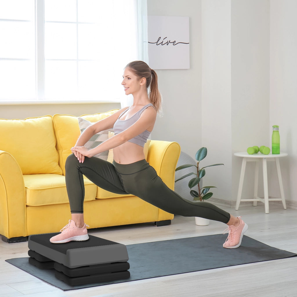 Stepper Fitness Regolabile ¨C zephmum ¨C Grigio, Antiscivolo, Capacit¨¤ 250 kg