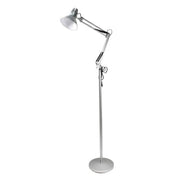 Trade Shop - Lampada A Piantana Da Terra Braccio Orientabile Luce Lettura In Metallo E27 D15 - Argento