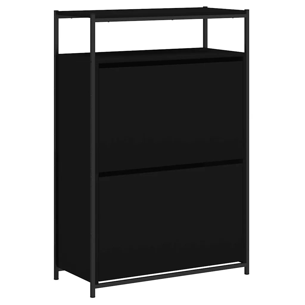 Scarpiera | Mobile per scarpe Nera 75x34x112 cm in Legno Multistrato