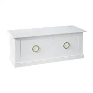 Cassapanca baule in legno Shabby chic ap bianca con anelli