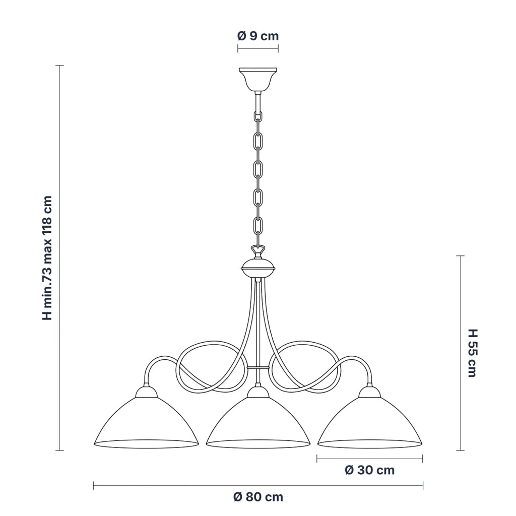 Lampadario Rustico Bistrot 3 Luci Avorio e Bianco LuceArt Classic