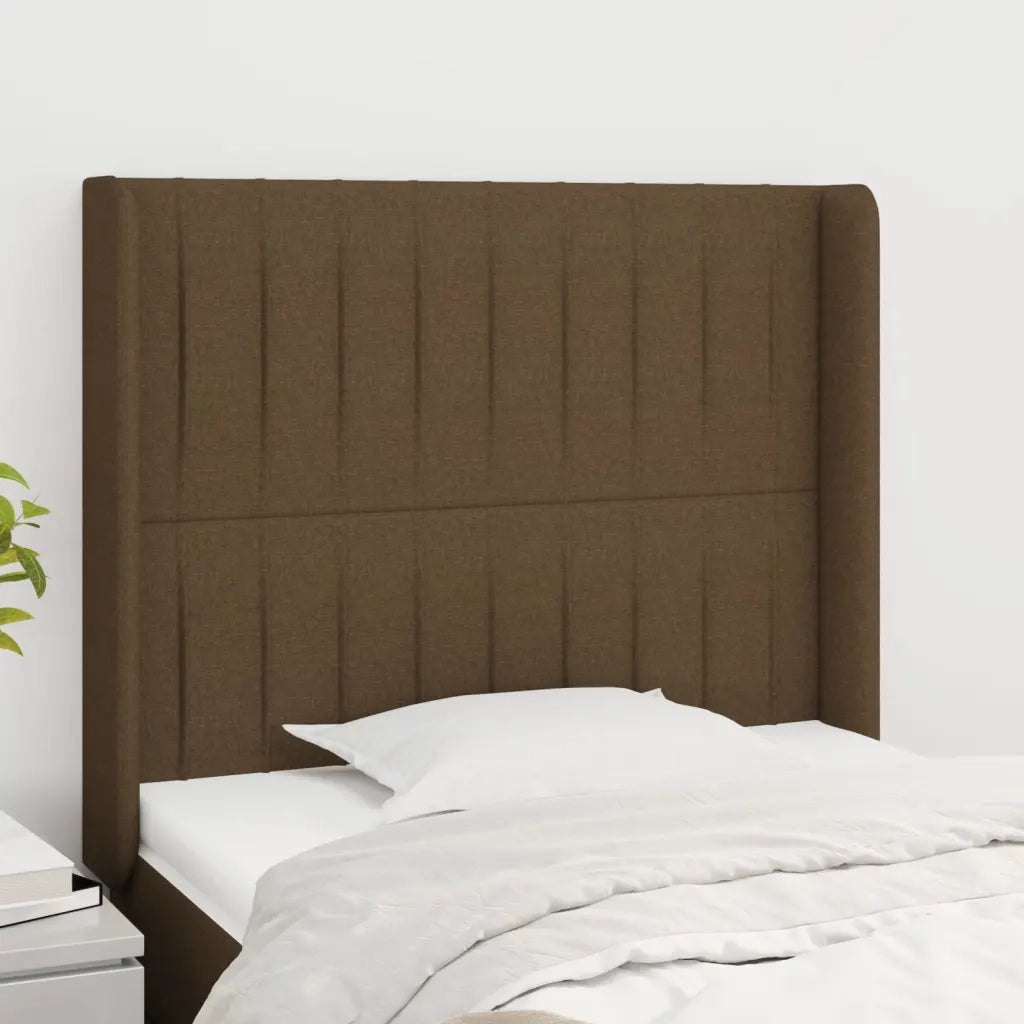 Testiera ad Orecchio Marrone Scuro 93x16x118/128 cm in Tessuto 3119803