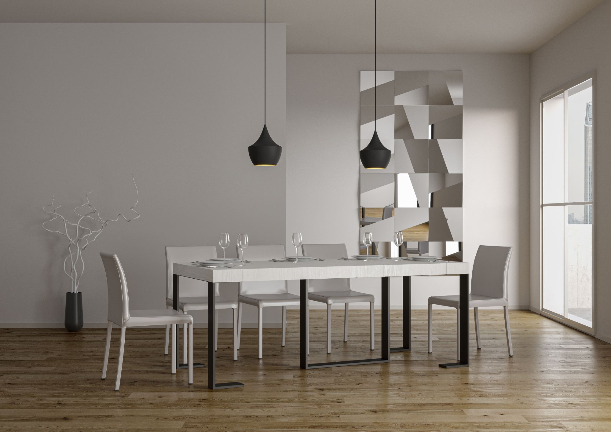 Consolle Allungabile 90-196x40x77 cm in Nobilitato Bianco