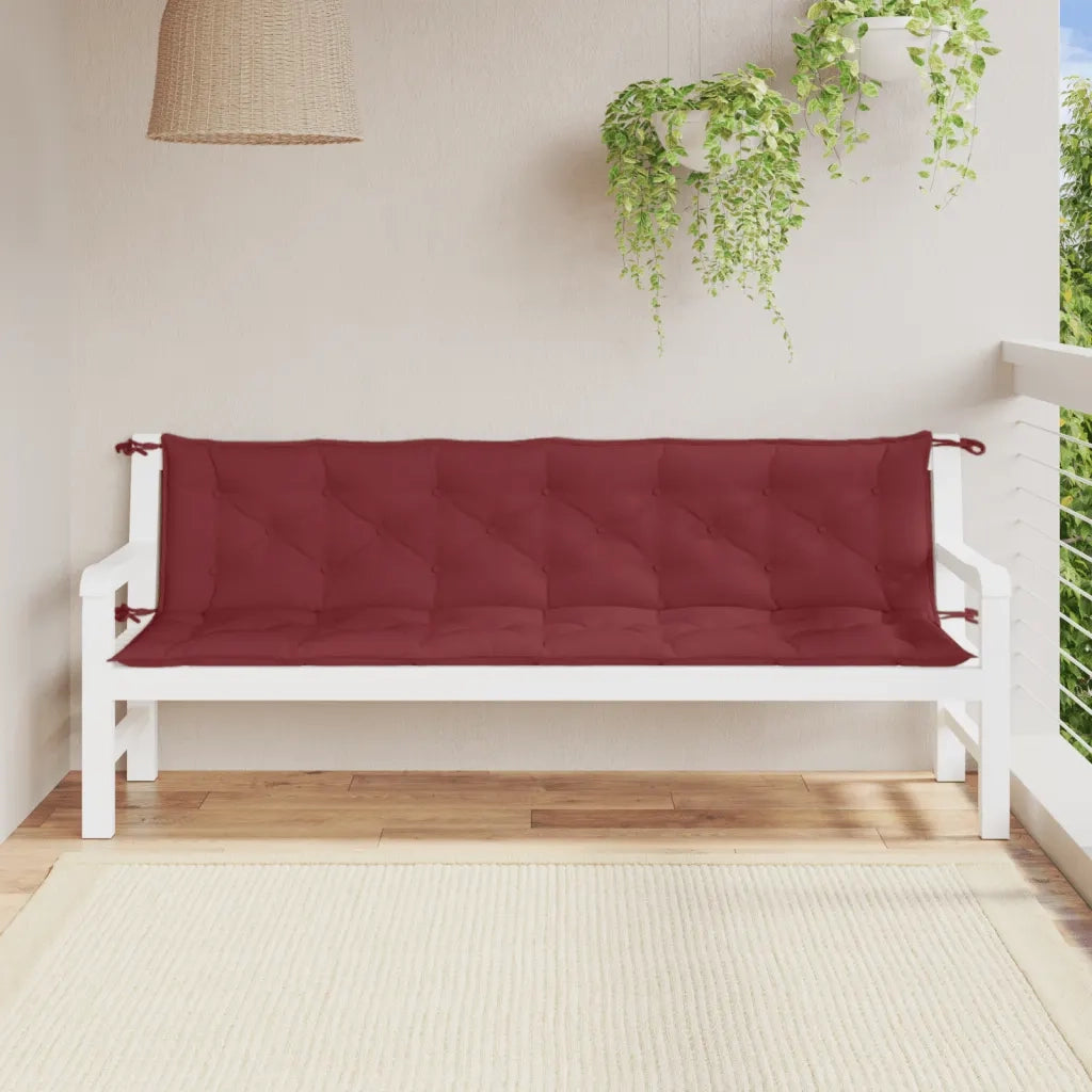 Cuscini Panca Giardino 2pz Rosso Vino Mélange 200x50x7 cm 4002639