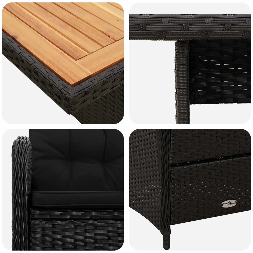 Set da pranzo per esterni 5 pcs Nero