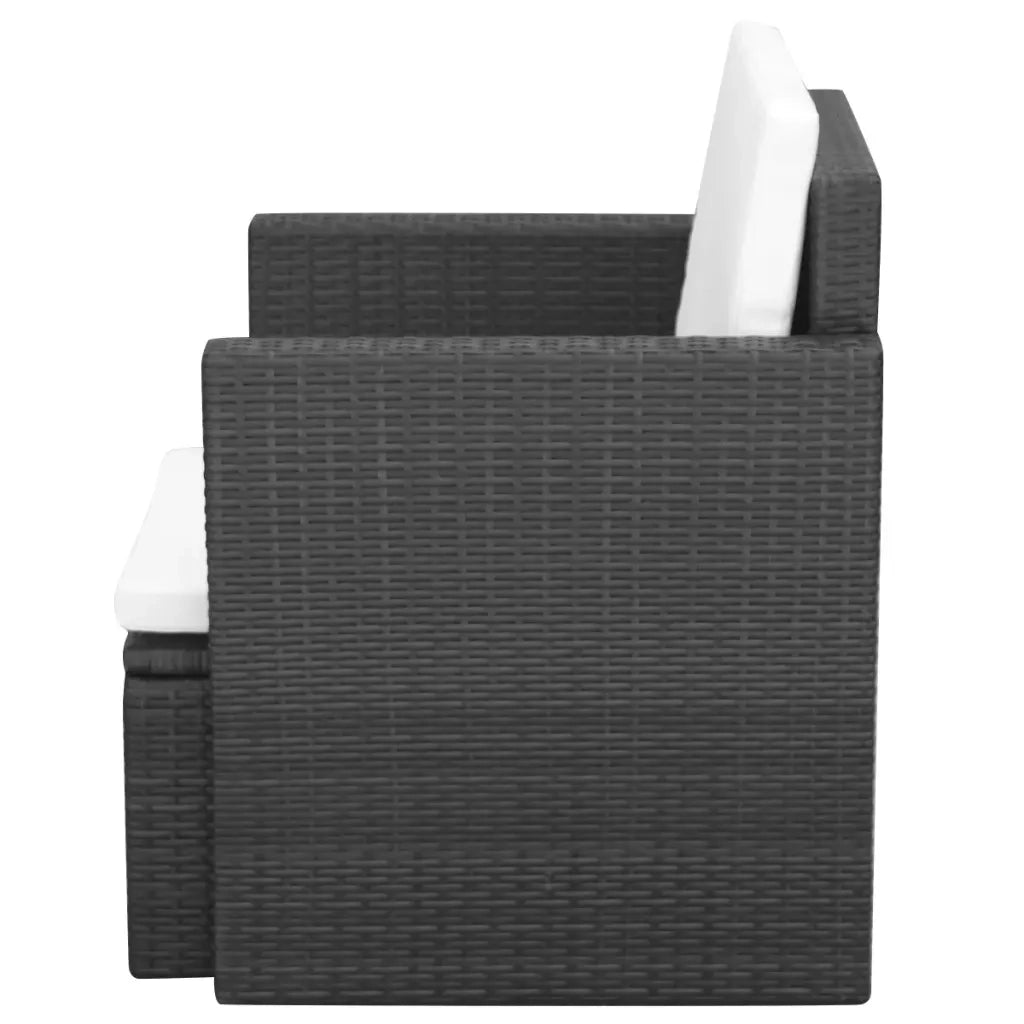 Sedia da Giardino con Cuscini in Polyrattan Nero 42669