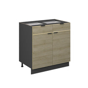 Mobiletto base per cucina Fame-Line Pannello in quercia/Antracite 80 cm senza piano di lavoro Vicco