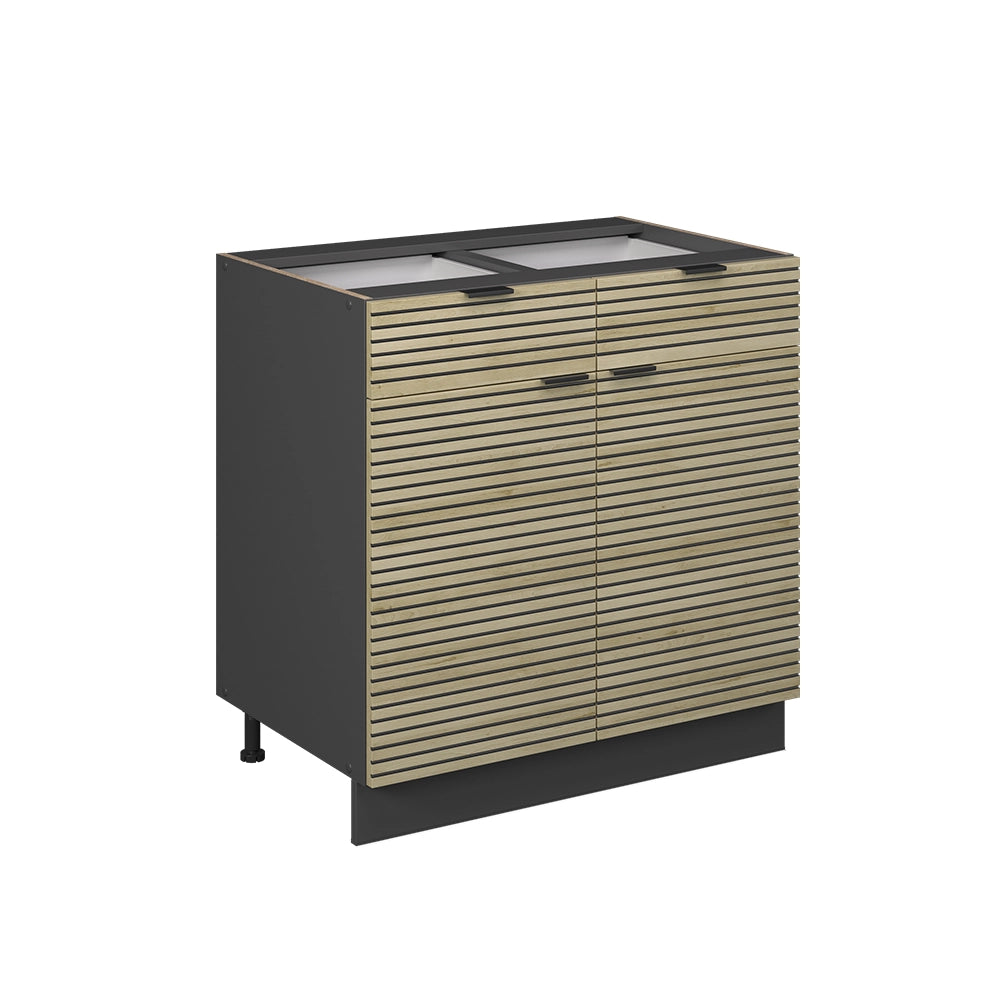 Mobiletto base per cucina Fame-Line Pannello in quercia/Antracite 80 cm senza piano di lavoro Vicco