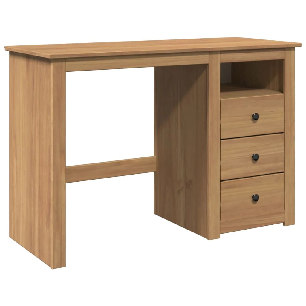 Scrivania Panama postazione di lavoro mobile per computer mobile per studio 112 x 45 x 75 cm legno massello di pino marrone 02_0023930