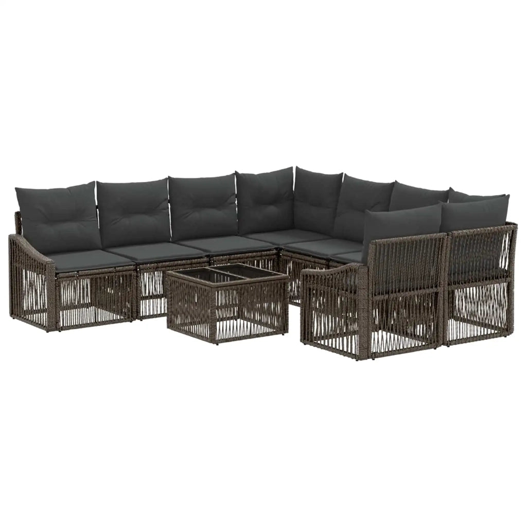 Set Divano da Giardino 9 pz Grigio polyrattan 3435953