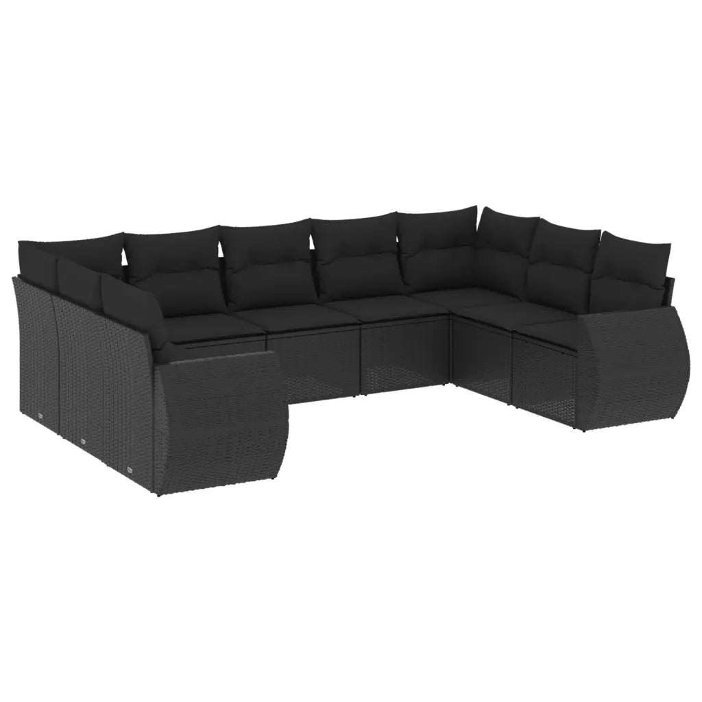 Set Divani da Giardino 9 pz con Cuscini Nero in Polyrattancod mxl 88814