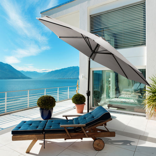 Easycomfort Ombrellone da Giardino 3x2.50 m Inclinabile, con Manovella e Palo Smontabile Grigio Chiaro