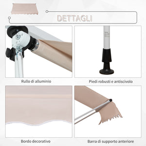 EasyComfort Tenda da Sole 2x1.5 m per Esterno a Rullo con Manovella e Angolazione Regolabile, Beige