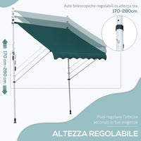 EasyComfort Tenda da Sole da Esterno 2x1.5m a Rullo con Manovella, Altezza e Angolazione Regolabile, Verde