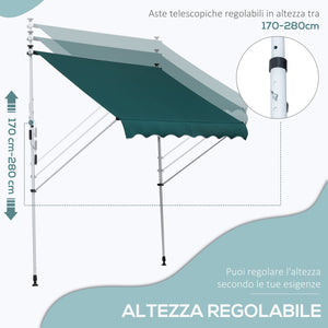EasyComfort Tenda da Sole da Esterno 2x1.5m a Rullo con Manovella, Altezza e Angolazione Regolabile, Verde