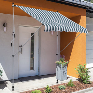 Easycomfort Tenda da Sole da Esterno 2x1.5m a Rullo con Manovella, Altezza e Angolazione Regolabile, Bianco e Verde