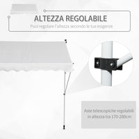 Easycomfort Tenda da Sole da Esterno 2x1.5m a Rullo con Manovella, Altezza e Angolazione Regolabile, Bianco