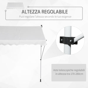 Easycomfort Tenda da Sole da Esterno 2x1.5m a Rullo con Manovella, Altezza e Angolazione Regolabile, Bianco