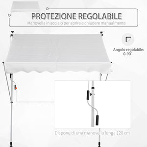 Easycomfort Tenda da Sole da Esterno 2x1.5m a Rullo con Manovella, Altezza e Angolazione Regolabile, Bianco
