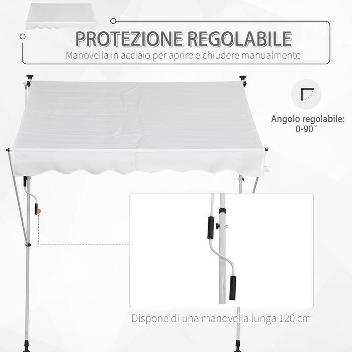 Easycomfort Tenda da Sole da Esterno 2x1.5m a Rullo con Manovella, Altezza e Angolazione Regolabile, Bianco