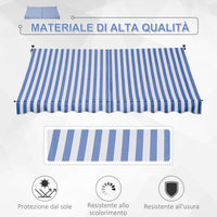 EASYCOMFORT  Tenda da Sole a Bracci con Manovella, Struttura Telescopica in Metallo e Parasole in Poliestere 300x150cm Blu e Bianco