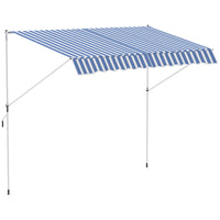 EASYCOMFORT  Tenda da Sole a Bracci con Manovella, Struttura Telescopica in Metallo e Parasole in Poliestere 300x150cm Blu e Bianco